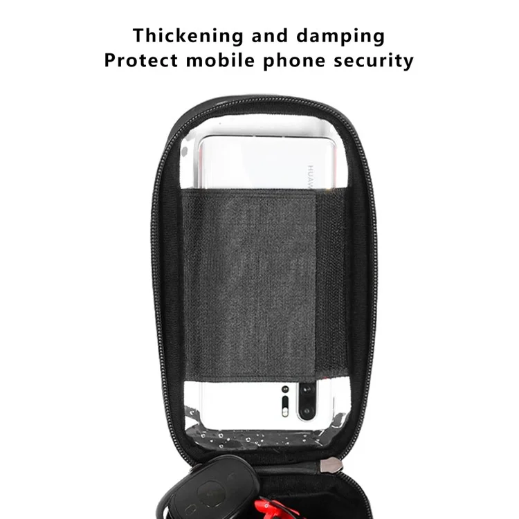 Bolsa de Quadro de Bicicleta RZAHUAHU YA347-3 PU com Suporte de Celular de Tela Sensível ao Toque
