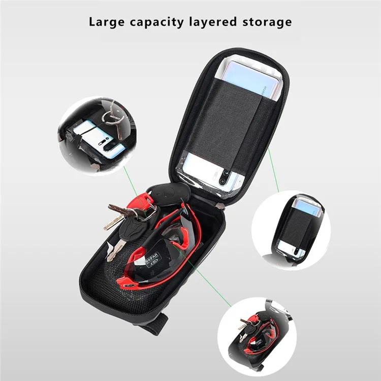 Bolsa de Quadro de Bicicleta RZAHUAHU YA347-3 PU com Suporte de Celular de Tela Sensível ao Toque