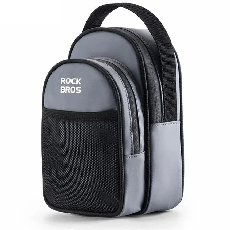 ROCKBROS W014 For Brompton Folding Bicycle Front Bag PVC Coated Mesh Fabric Storage Bag - Grey