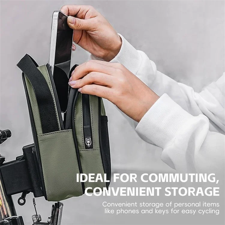 ROCKBROS W014 For Brompton Folding Bicycle Front Bag PVC Coated Mesh Fabric Storage Bag - Grey