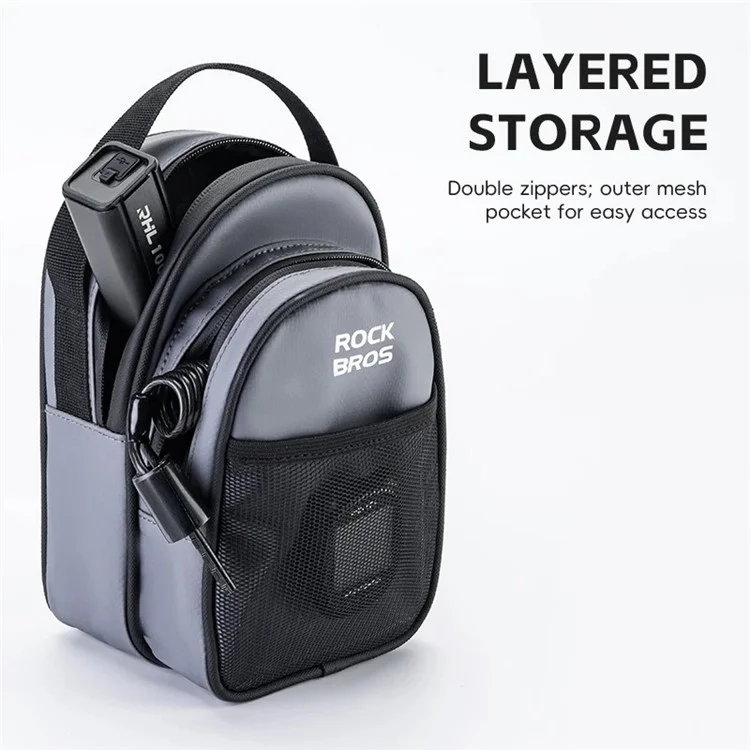 ROCKBROS W014 For Brompton Folding Bicycle Front Bag PVC Coated Mesh Fabric Storage Bag - Grey