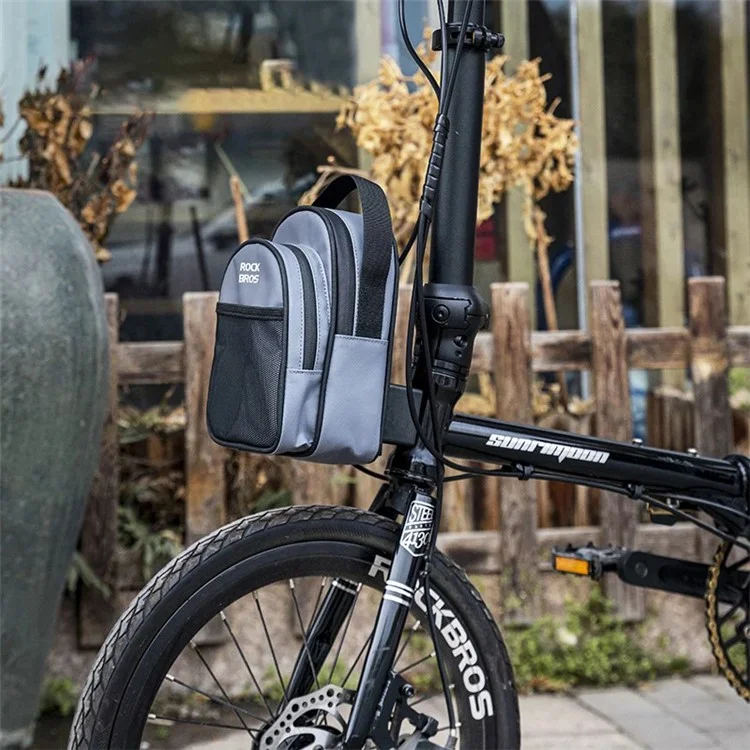 ROCKBROS W014 For Brompton Folding Bicycle Front Bag PVC Coated Mesh Fabric Storage Bag - Grey