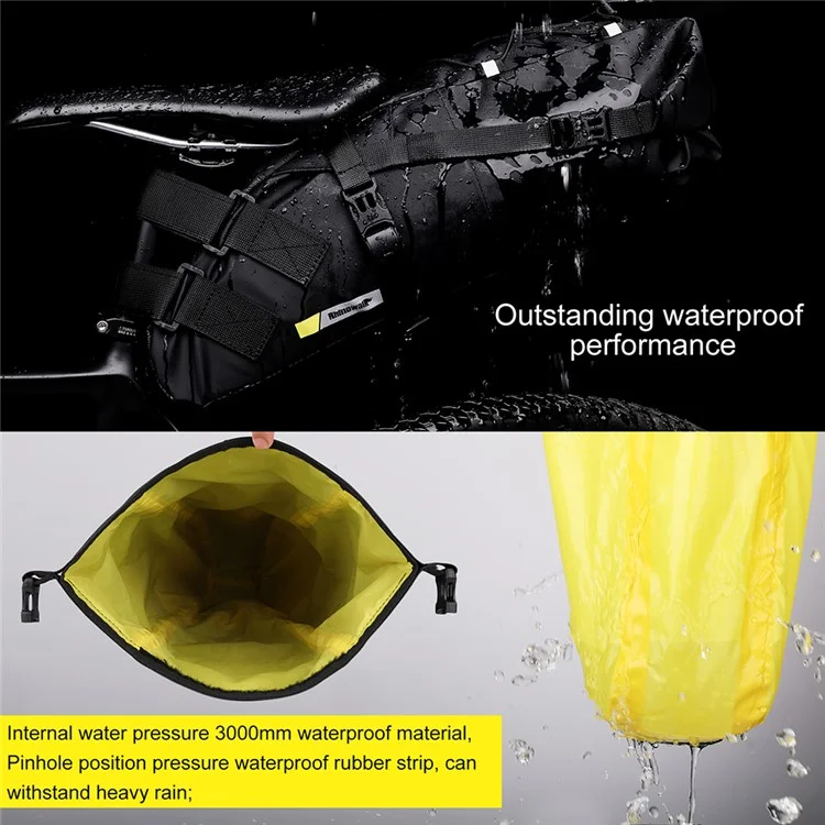 RHINOWALK RK5113 Bicycle Rear Bag 13L Waterproof PVC Polyester Bike Saddle Bag
