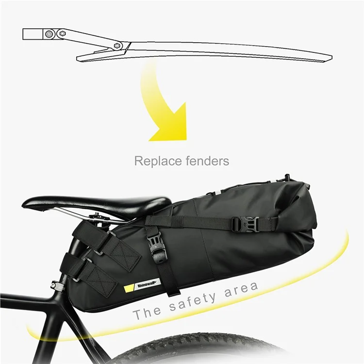 RHINOWALK RK5113 Bicycle Rear Bag 13L Waterproof PVC Polyester Bike Saddle Bag