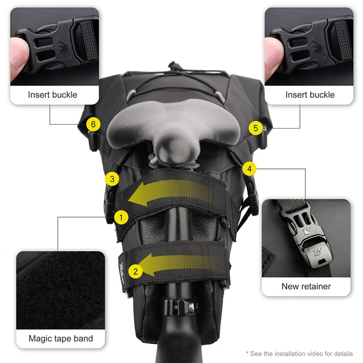 RHINOWALK RK5113 Bicycle Rear Bag 13L Waterproof PVC Polyester Bike Saddle Bag