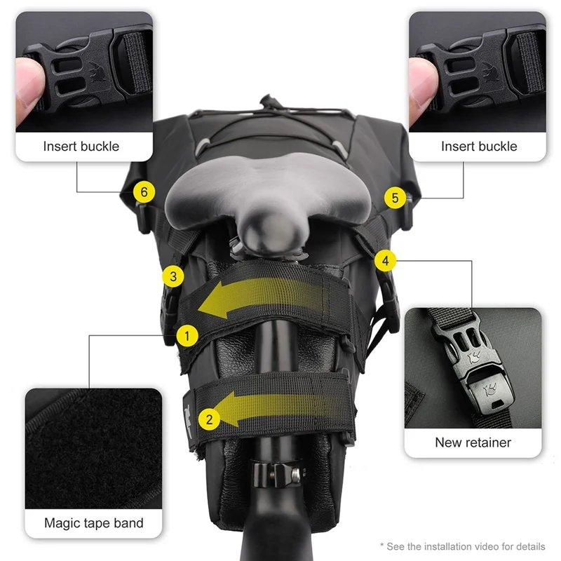 RHINOWALK RK5110 10L Bike Rear Saddle Bag PVC Polyester Waterproof Bicycle Tail Storage Bag