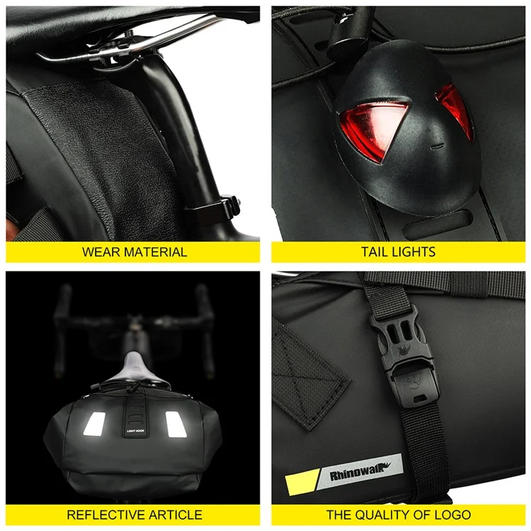 RHINOWALK RK5110 10L Bike Rear Saddle Bag PVC Polyester Waterproof Bicycle Tail Storage Bag