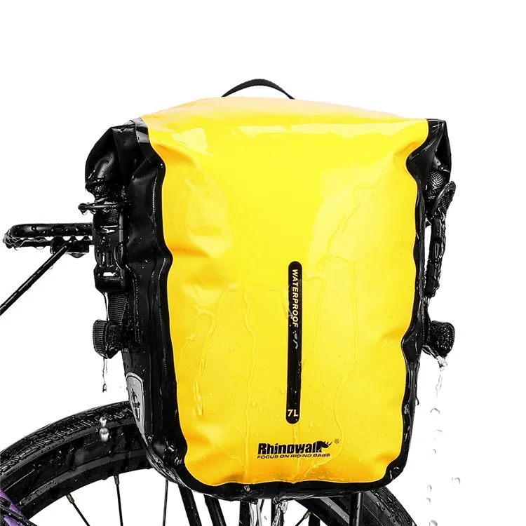 RHINOWALK RK6202 7L Bike Bag PVC+Mesh Cloth Bicycle Rear Seat Bag Saddle Bag - Yellow