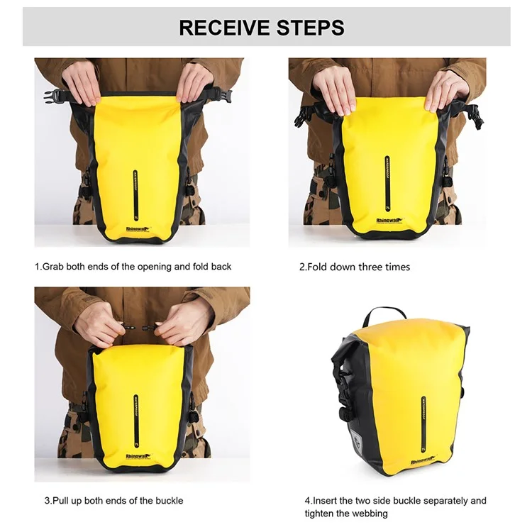 RHINOWALK RK6202 7L Bike Bag PVC+Mesh Cloth Bicycle Rear Seat Bag Saddle Bag - Yellow