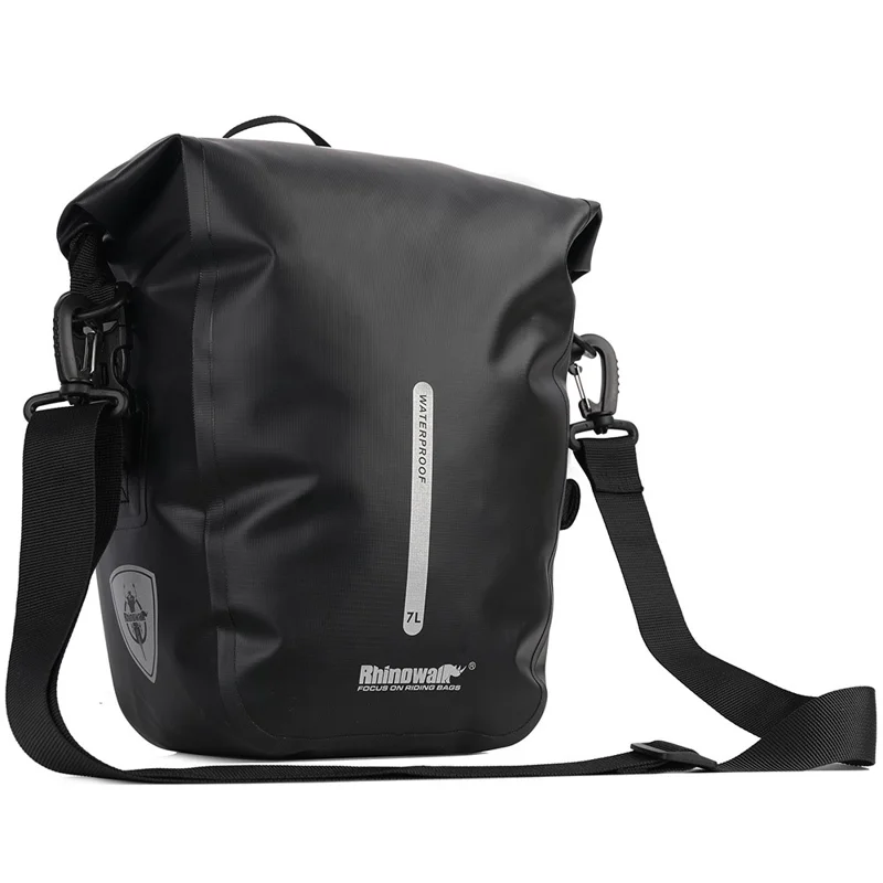 RHINOWALK RK6202 7L Bike Bag PVC+Mesh Cloth Bicycle Rear Seat Bag Saddle Bag - Black