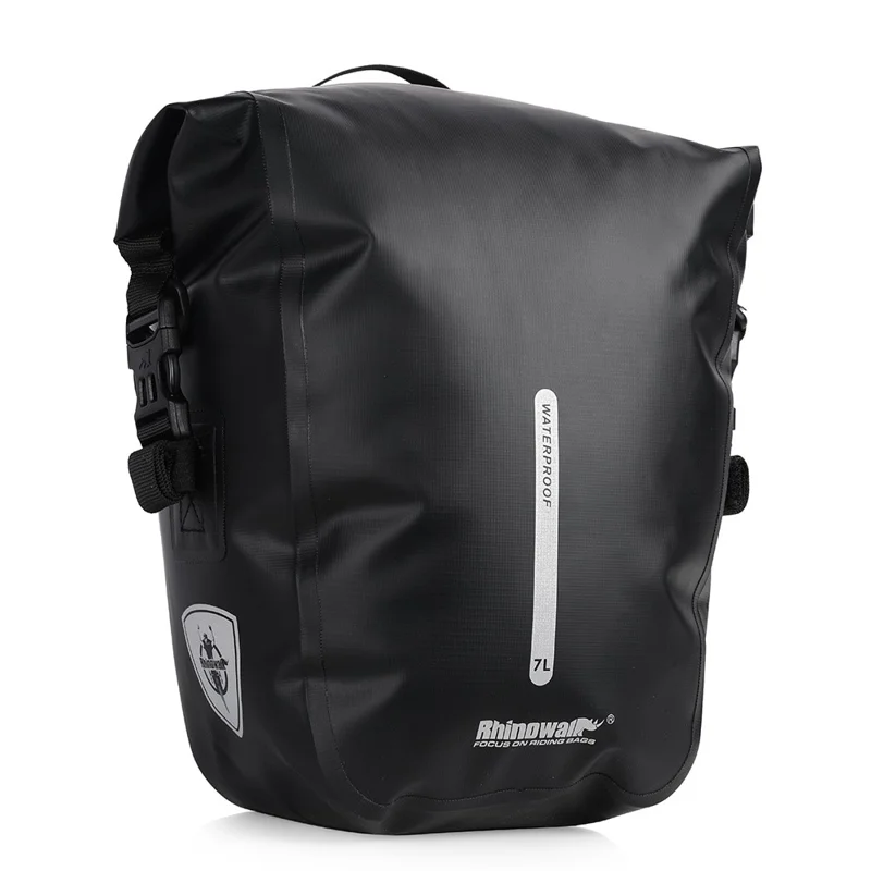 RHINOWALK RK6202 7L Bike Bag PVC+Mesh Cloth Bicycle Rear Seat Bag Saddle Bag - Black