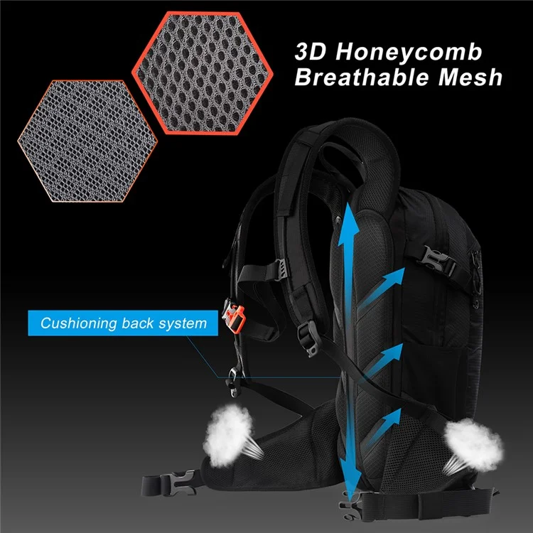RHINOWALK RK8202 12L Hiking Backpack Breathable Travel Bag Camping Climbing Daypack - Black
