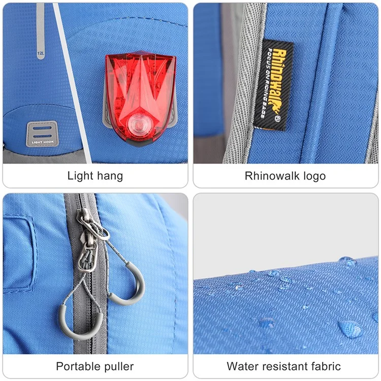 RHINOWALK RK8202 12L Hiking Backpack Breathable Travel Bag Camping Climbing Daypack - Black