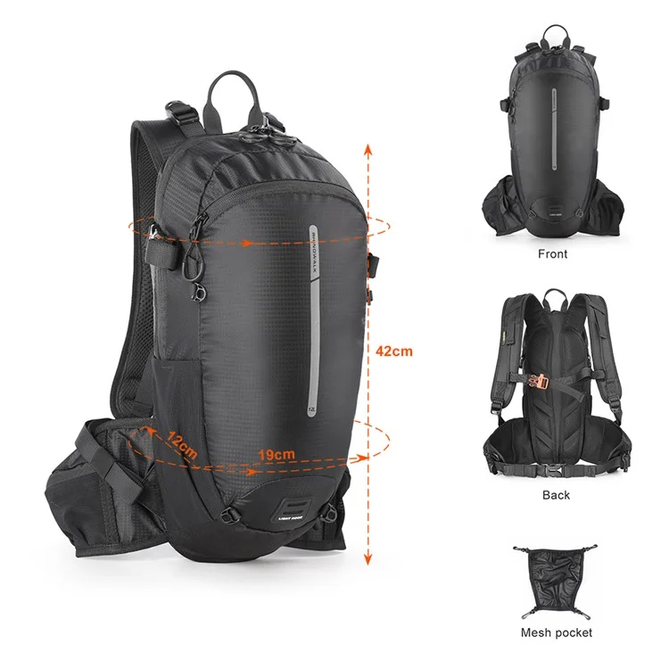 RHINOWALK RK8202 12L Hiking Backpack Breathable Travel Bag Camping Climbing Daypack - Black