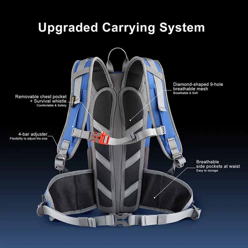 RHINOWALK RK8202 12L Hiking Backpack Breathable Travel Bag Camping Climbing Daypack - Blue