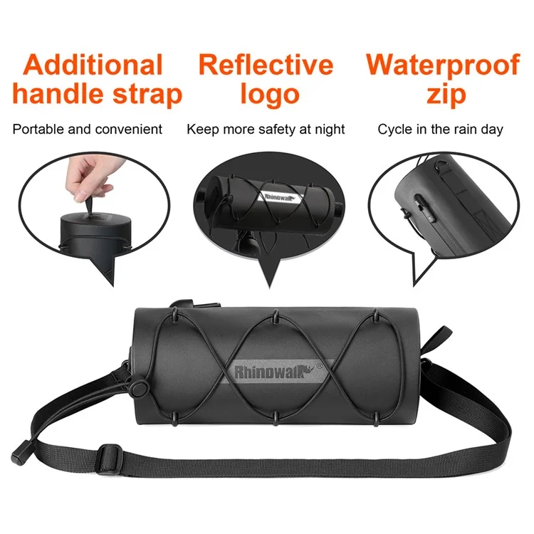 RHINOWALK RK9109 Polyester Crossbody Bag Bike Handlebar Tube Bag Cycling Pouch - Black