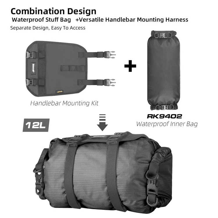 RHINOWALK RK9400 Bicycle Handlebar Roll Design Dry Bag with Waterproof Inner Bag