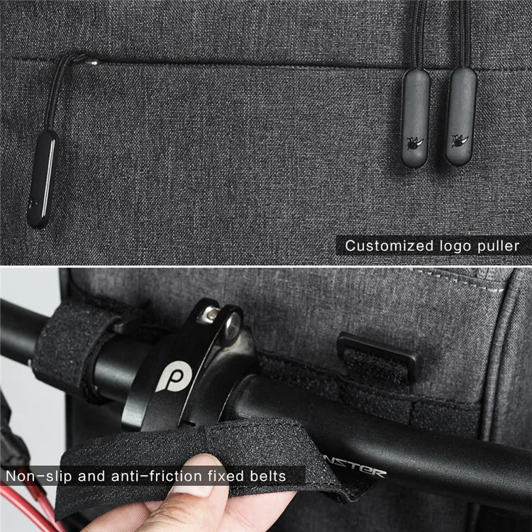 RHINOWALK RK18995 Bicycle Front Rear Rack Storage Bag Folding Bike Scooter Handlebar Hanging Bag - Grey