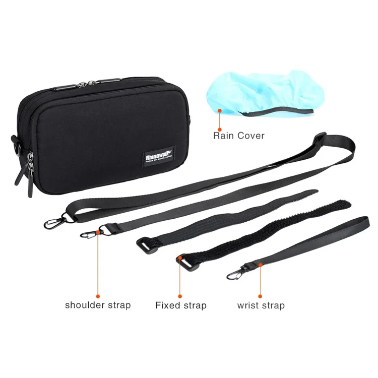 RHINOWALK X2011 Bike Handlebar Tube Bag MTB Frame Bag Polyester Cycling Pouch - Black