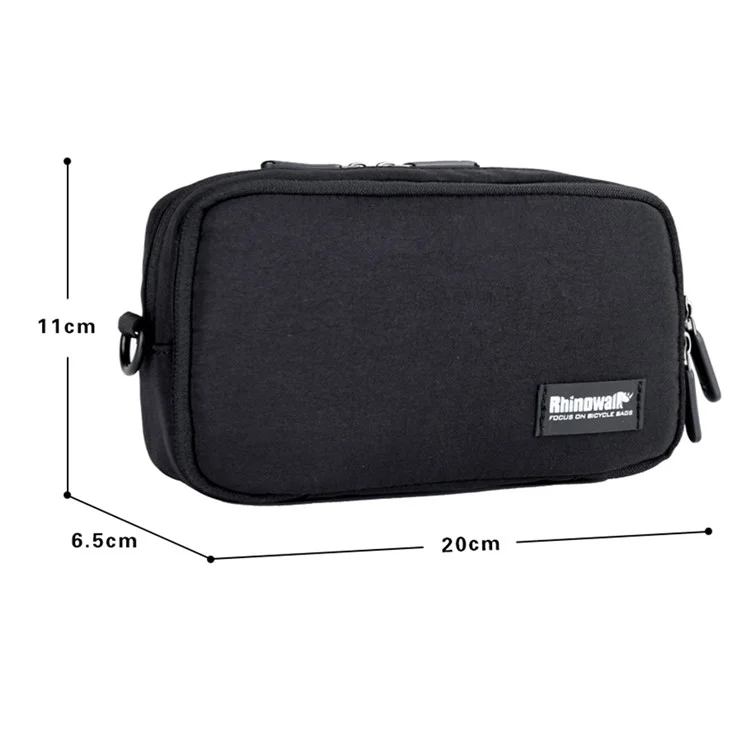 RHINOWALK X2011 Bike Handlebar Tube Bag MTB Frame Bag Polyester Cycling Pouch - Black