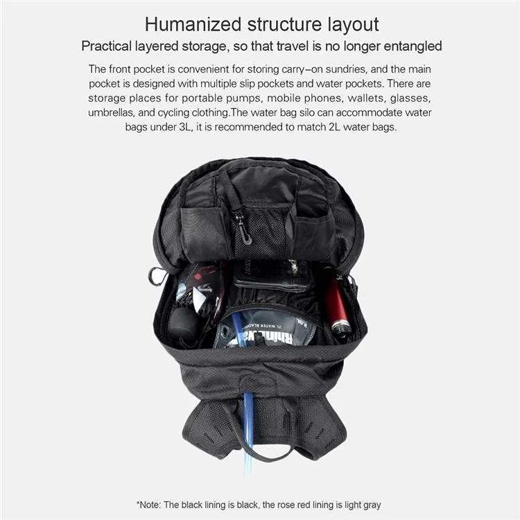 RHINOWALK X20801 20L Рюкзак для велоспорта Легкий для походов на улице Водонепроницаемый рюкзак - Черный