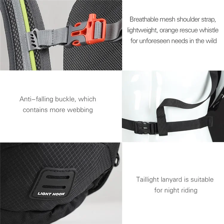 RHINOWALK X20801 20L Рюкзак для велоспорта Легкий для походов на улице Водонепроницаемый рюкзак - Черный