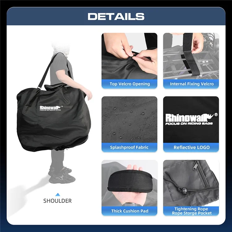 RHINOWALK RF204 Borsa Pieghevole per Bicicletta da 20 pollici Borsa da Trasporto per Bicicletta in Poliestere MTB