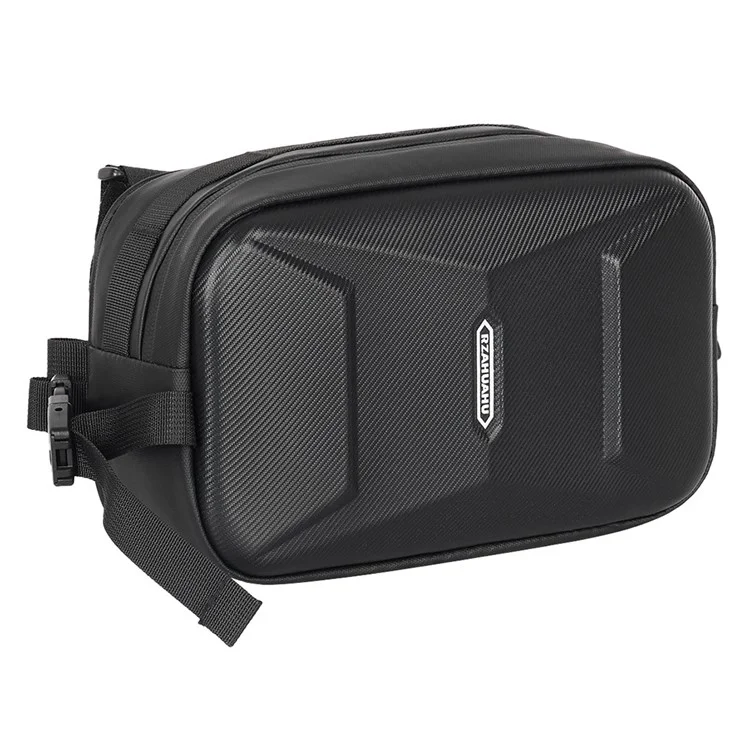 RZAHUAHU 591 3L Hard Shell Bicycle Handlebar Bag Waterproof PU Bike Front Bag - Black