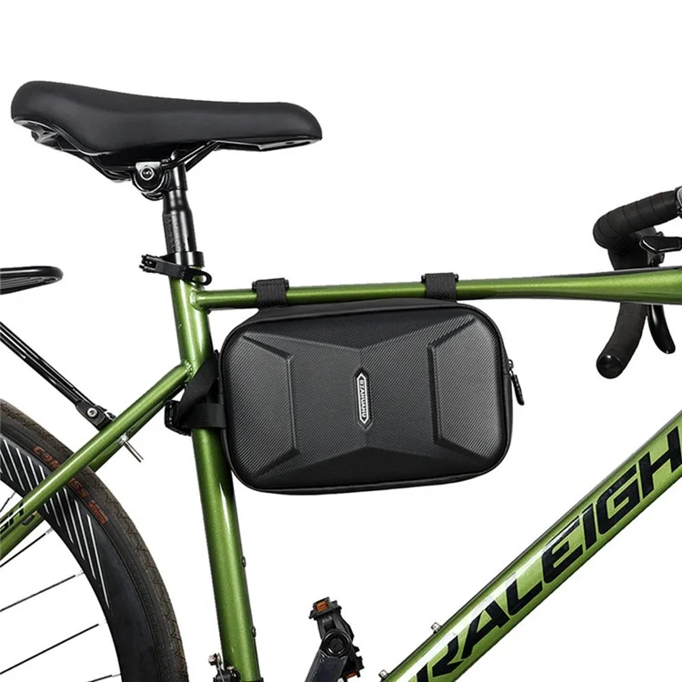 RZAHUAHU 591 3L Hard Shell Bicycle Handlebar Bag Waterproof PU Bike Front Bag - Black