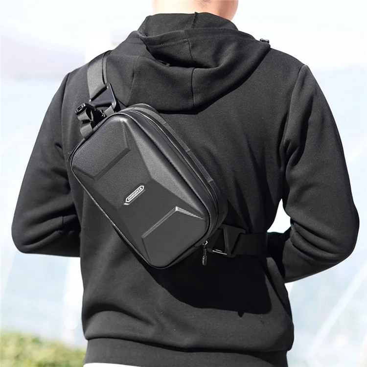 RZAHUAHU 591 3L Hard Shell Bicycle Handlebar Bag Waterproof PU Bike Front Bag - Black