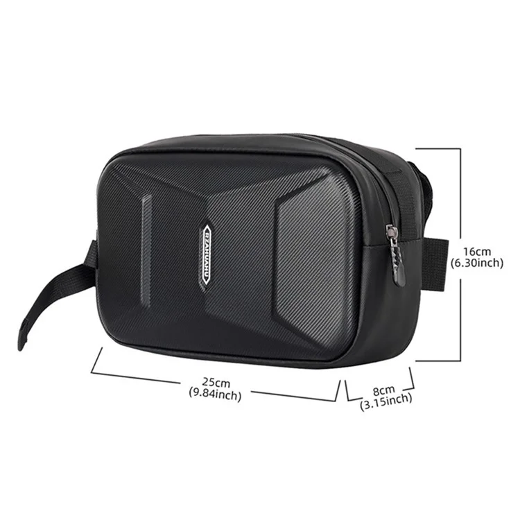 RZAHUAHU 591 3L Hard Shell Bicycle Handlebar Bag Waterproof PU Bike Front Bag - Black