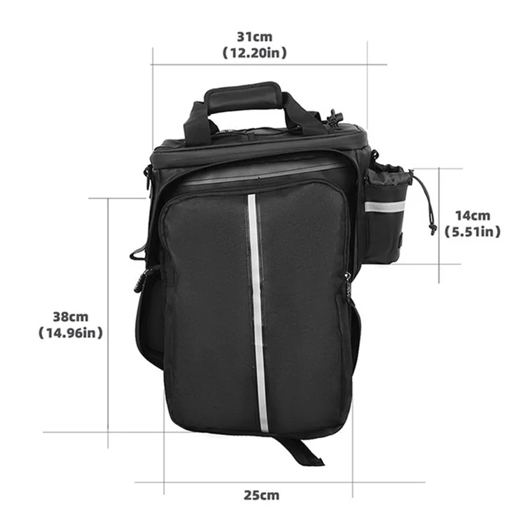 RZAHUAHU YA577 10L Waterproof Water Bottle Holder Bicycle Rear Rack Hard Shell Insulated Bag