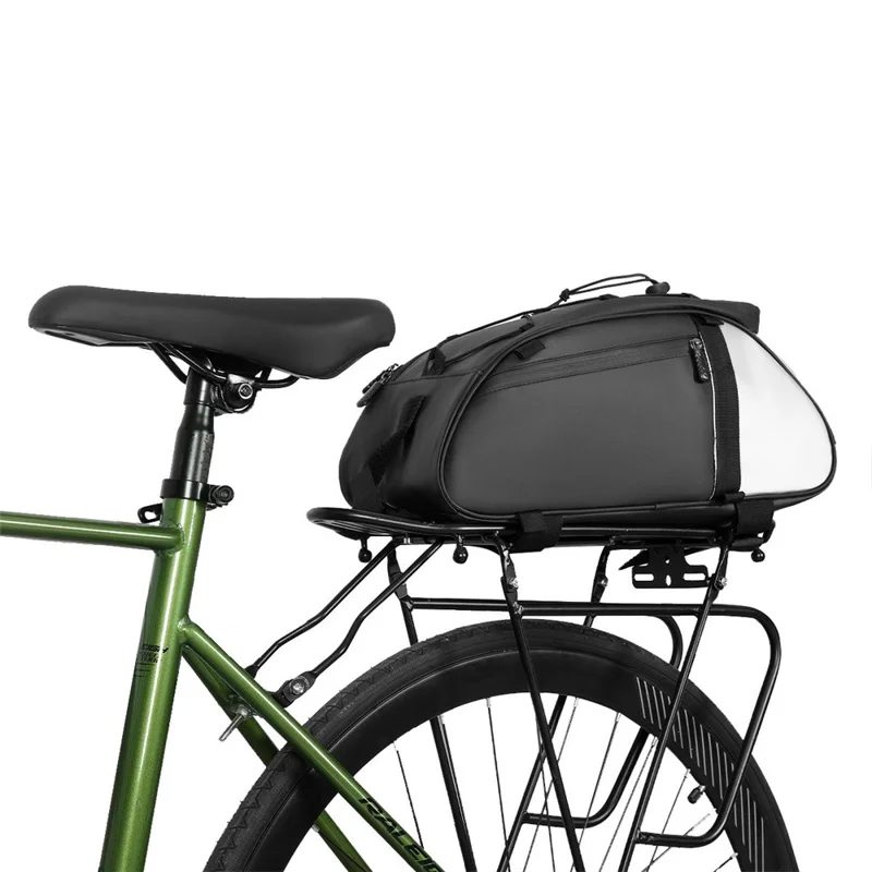 YA594 Polyester+PU Leather Bicycle Rear Rack Storage Bag Waterproof Bike Tail Pack - Black+Silver