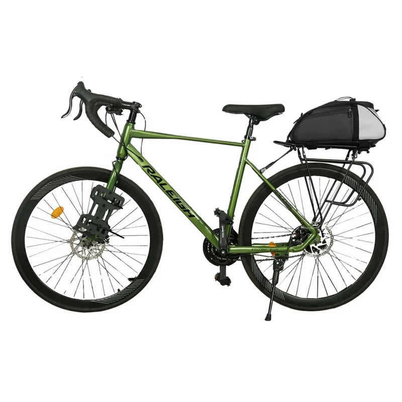 YA594 Polyester+PU Leather Bicycle Rear Rack Storage Bag Waterproof Bike Tail Pack - Black+Silver