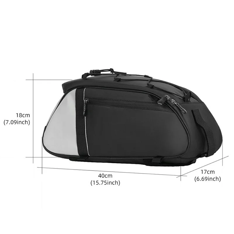 YA594 Polyester+PU Leather Bicycle Rear Rack Storage Bag Waterproof Bike Tail Pack - Black+Silver