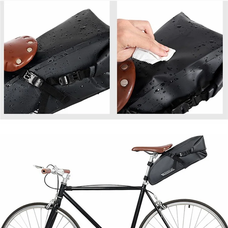 RZAHUAHU YA397-2 15L Large Capacity Bicycle Rear Bag Waterproof Cycling Storage Bag - Black