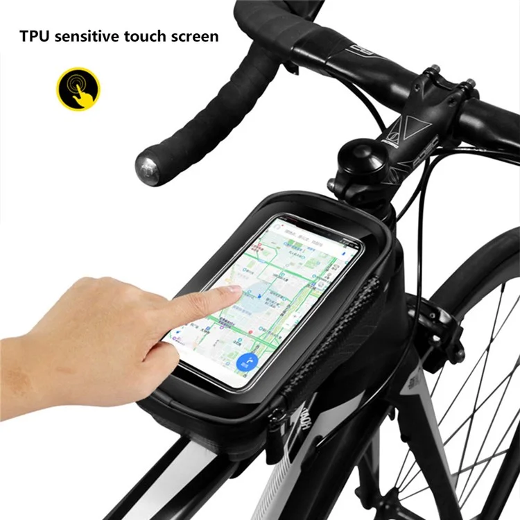 WILD MAN E2 EVA+PU Fahrradvorbau Fronttasche Wasserdicht Fahrradtasche mit klarem Touchscreen-Fenster - Schwarz