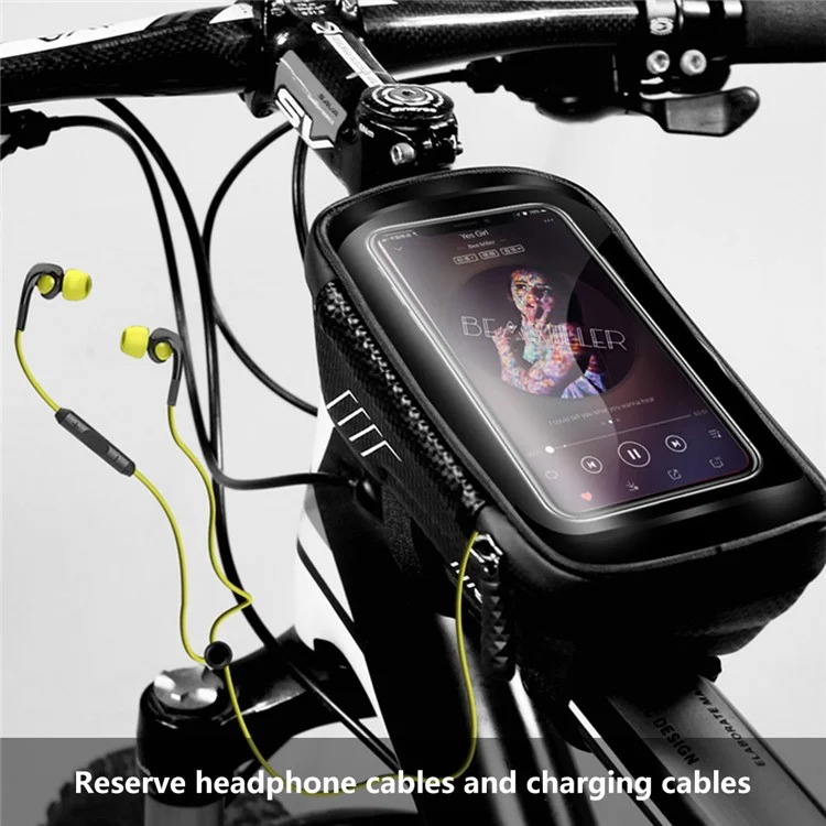 WILD MAN E2 EVA+PU Fahrradvorbau Fronttasche Wasserdicht Fahrradtasche mit klarem Touchscreen-Fenster - Schwarz