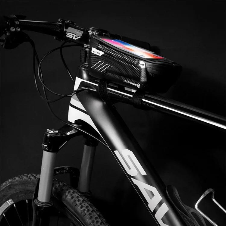 WILD MAN E2 EVA+PU Fahrradvorbau Fronttasche Wasserdicht Fahrradtasche mit klarem Touchscreen-Fenster - Schwarz