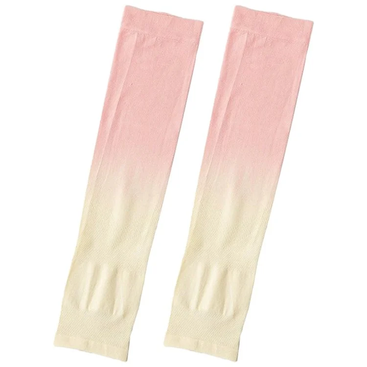 1 Paar zweifarbige Anti-UV-Armschützer, Outdoor-Sport-Kompressions-Armhüllen, Schützer - Rosa / Gelb