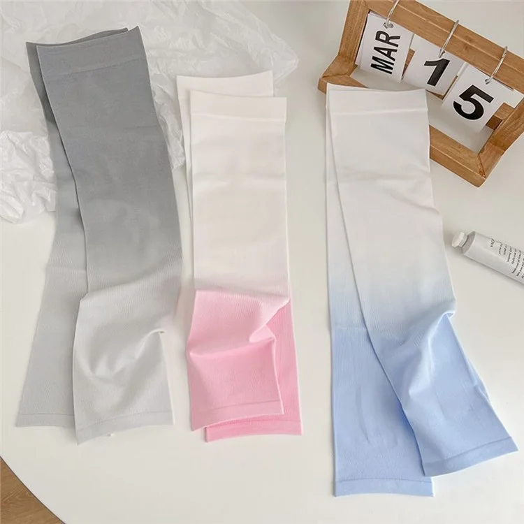 1 Paar zweifarbige Anti-UV-Armschützer, Outdoor-Sport-Kompressions-Armhüllen, Schützer - Rosa / Gelb