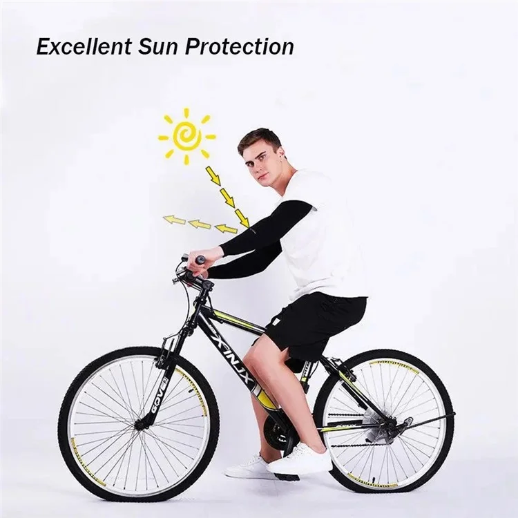 1 Pair UV Protection Arm Sleeves Outdoor Sports Compression Arm Covers Protectors for Men, Women - Black