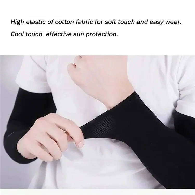 1 Pair UV Protection Arm Sleeves Outdoor Sports Compression Arm Covers Protectors for Men, Women - Black
