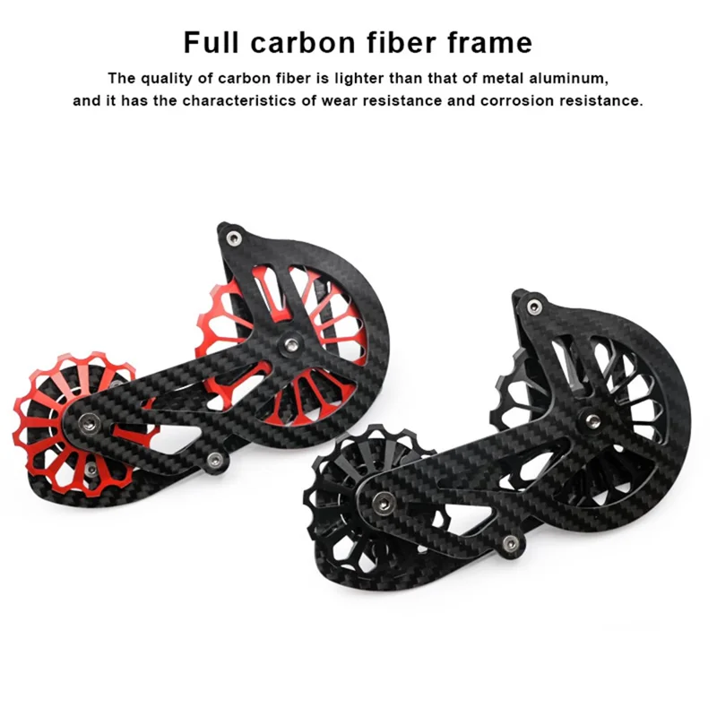 Rueda de Guía de Polea Trasera de Fibra Trasera de Carbono Para Shimano Ultegra R8000 / 6870 / 6800 / Dura-ace 9070 / 9000 - SD1 Rojo