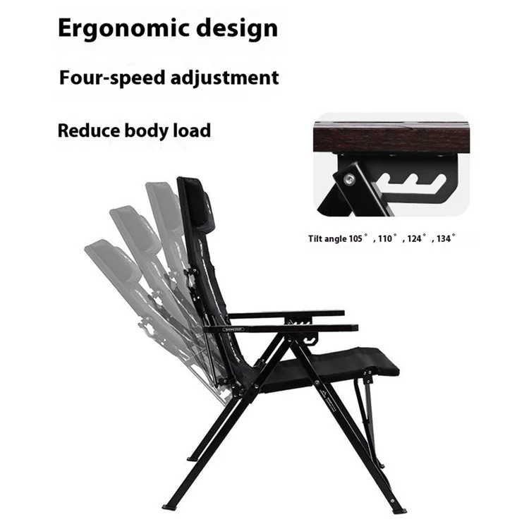 SHINETRIP A507 4 Level Adjustable Recliner Outdoor Camping Folding Chair with Detachable Headrest - Sand