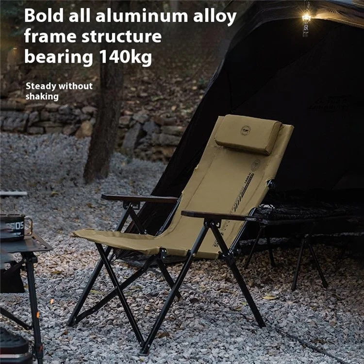 SHINETRIP A507 4 Level Adjustable Recliner Outdoor Camping Folding Chair with Detachable Headrest - Sand
