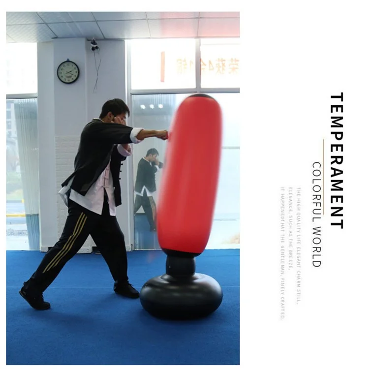 JY-0166 Saco de Boxe Inflável de 160cm em Pé Livre para Adultos e Crianças Treinamento Fitness - Vermelho