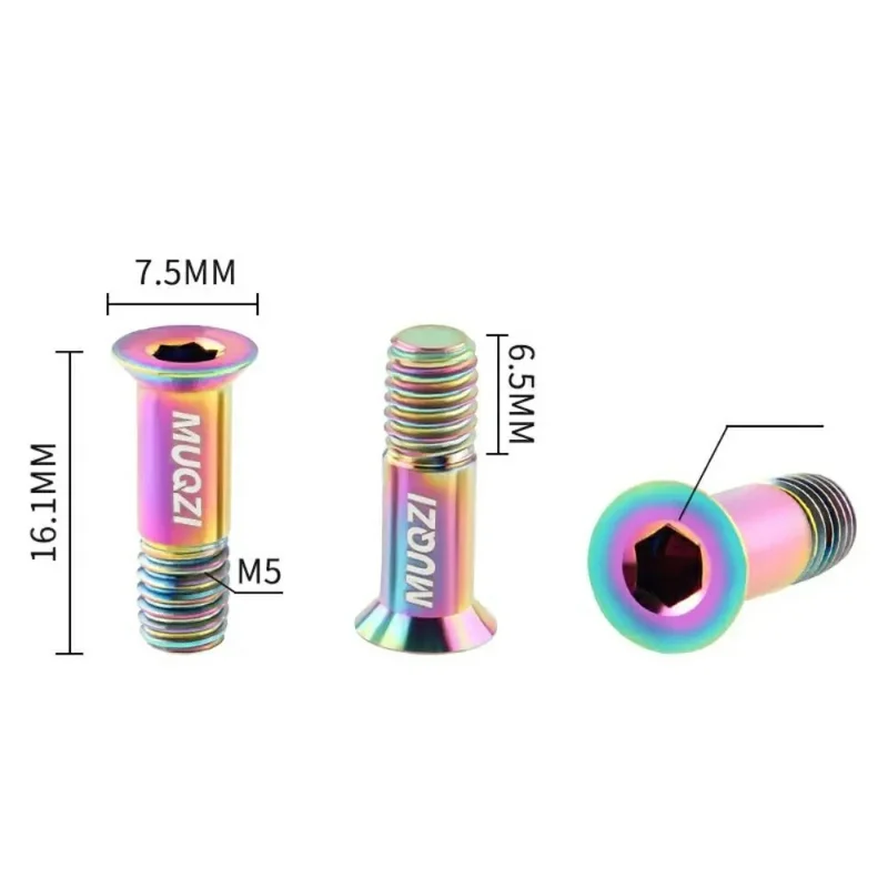 MUQZI 2Pcs Bicycle Derailleur Pulley Bolts Titanium Alloy M5 Jockey Wheel Screws for Mountain / Road Bike Gear Tensioner - Titanium