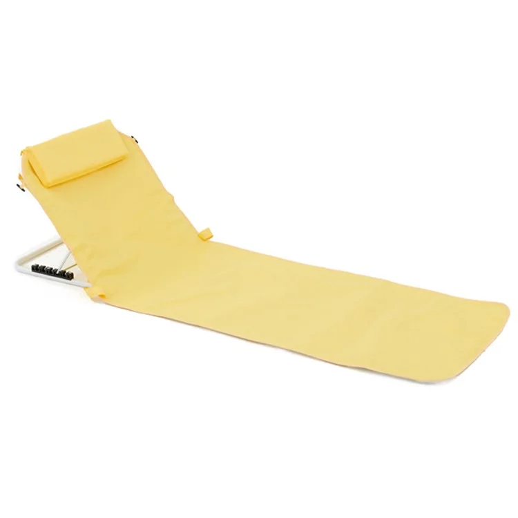 021 160*54cm Sentado / Reclinável Cadeira Dobrável Portátil de Pesca Camping Gramado Relaxante Cadeira de Praia (Tecido de Oxford de Camada Única) - Amarelo