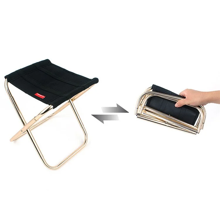 CLS Portable Folding Stool 7075 Aluminum Alloy + Oxford Cloth Outdoor Picnic BBQ Camping Fishing Chair - Black